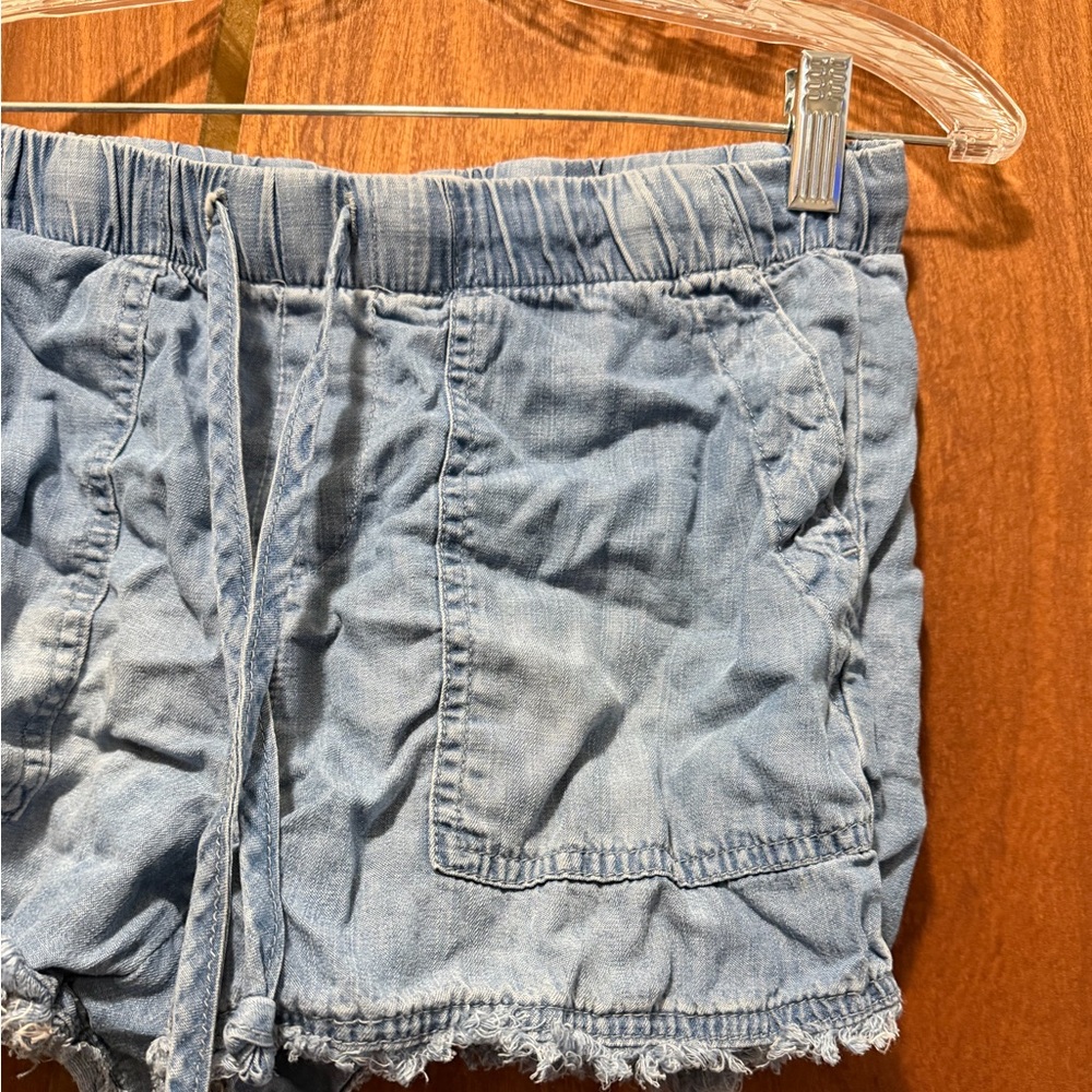 Blue Denim Women's Drawstring Shorts - Picture 2 of 5
